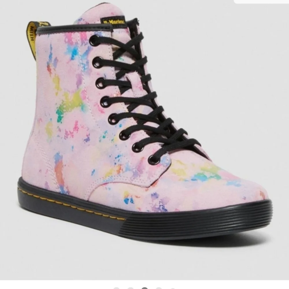 NWOT. Dr. Martens Sheridan Pink Confetti Suede Boots. Womens Size8. - Picture 2 of 3